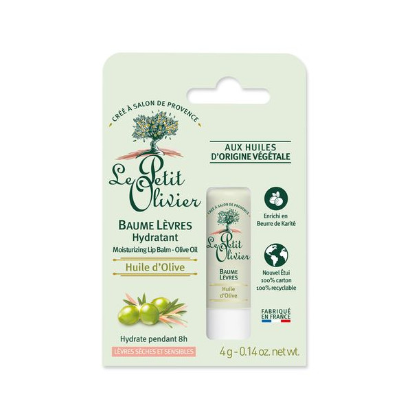 Baume Lèvres Hydratant Huile d'Olive , Lèvres Sèches & Sensibles , 4g