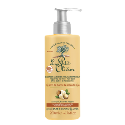 Baume de Soin Sans Rinçage Soin Réparateur Beurre de Karité & Macadamia , Cheveux très secs ou frisés , 200ml