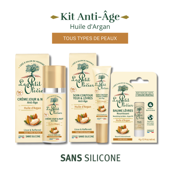 KIT ANTI-ÂGE À BASE D'HUILE D'ARGAN, TOUS TYPES DE PEAUX