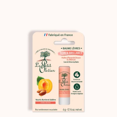 Baume Lèvres Soin & Brillance Huiles d'Amande Douce & d'Abricot, 4g
